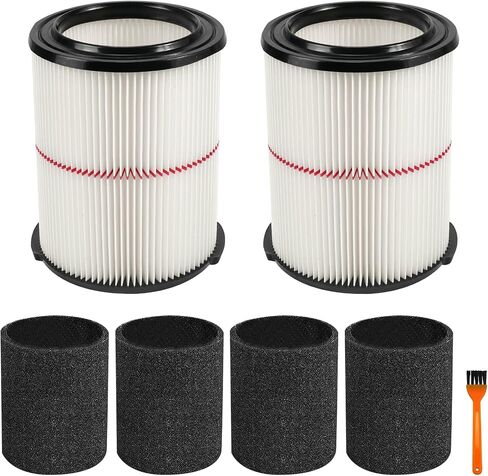 38754 Replacement Filter Compatible with Craftsman CMXZVBE38754, Fits for 5-20 Gallon shop vacuum, 2 Pack+4 Pack Foam Sleeves+1 Pack Brush in Kuwait