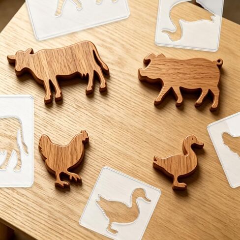4Pcs Farm Animal Silhouette Acrylic Router Template for Woodworking, 5mm Thick Inlay Template Tracing Stencil Guide Tool for Project DIY Wood Craft in Kuwait