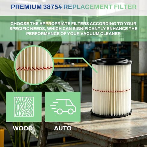 Replacement 38754 Filter Compatible with Craftsman Wet Dry Vac CMXZVBE38754, Fits 5–20 Gallon Models (2 Pack) in Kuwait