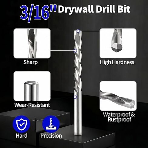 10 Pcs Drywall Cutting Bit, 3/16 Inch Spiral Rotary Cut Out Bits, High Speed Steel Drywall Router Bits for Drywall and Gypsum Board Cutouts, Outlet Boxes, Wall Openings, Door Openings in Kuwait