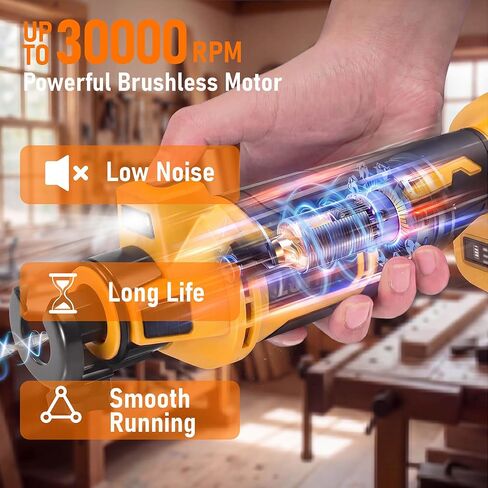 Cordless Drywall Cut-Out Tool, Brushless Rotary Saw Compatible With Dewalt 20V Battery, 28000 RPM 3-Speed Adjustable Depth with Led,Compact Spiral Tool for Drywall Sheetrock Wood Cutting(NO Battery) in Kuwait