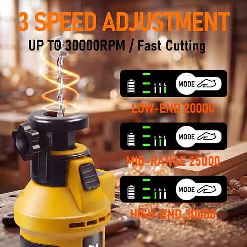 Cordless Drywall Cut-Out Tool, Brushless Rotary Saw Compatible With Dewalt 20V Battery, 28000 RPM 3-Speed Adjustable Depth with Led,Compact Spiral Tool for Drywall Sheetrock Wood Cutting(NO Battery) in Kuwait