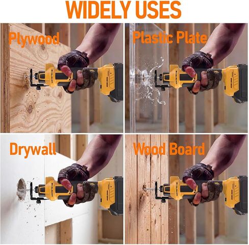 Cordless Drywall Cut-Out Tool, Brushless Rotary Saw Compatible With Dewalt 20V Battery, 28000 RPM 3-Speed Adjustable Depth with Led,Compact Spiral Tool for Drywall Sheetrock Wood Cutting(NO Battery) in Kuwait