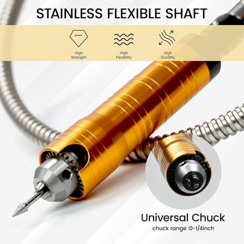 1200W Flex Shaft Rotary Tool, 30000RPM Variable Speed Hanging Grinder with 46Pcs Accessories & Foot Pedal, Electric Flexible Shaft Carving Machine for Wood Metal Jewelry Polishing Sanding Engraving in Kuwait
