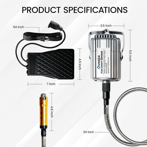 1200W Flex Shaft Rotary Tool, 30000RPM Variable Speed Hanging Grinder with 46Pcs Accessories & Foot Pedal, Electric Flexible Shaft Carving Machine for Wood Metal Jewelry Polishing Sanding Engraving in Kuwait