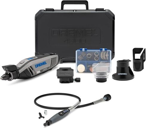 Dremel 4300 5 Thirds Rotary Tool (2 Items) | Includes Dremel 4300-5/40 Kit, 40 Accessories) Plus 225-02 Flex Shaft, 120V, 1.8a, 5, 000-35, 000 Rpm in Kuwait