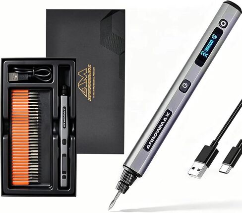 AM ARROWMAX 5-Speed Mini Cordless Rotary Tool Kit with OLED, 30000 RPM | Engraver Tool with 30 Bits, Engraving Pen for Metal Wood Glass Plastic, Engraver Kit Craft Gift for for Teens Adults Beginne in Kuwait
