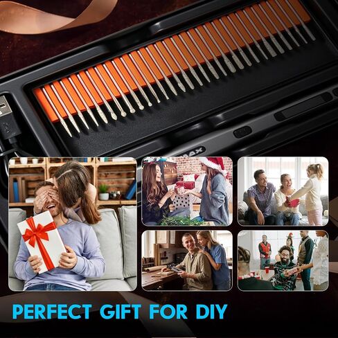 AM ARROWMAX 5-Speed Mini Cordless Rotary Tool Kit with OLED, 30000 RPM | Engraver Tool with 30 Bits, Engraving Pen for Metal Wood Glass Plastic, Engraver Kit Craft Gift for for Teens Adults Beginne in Kuwait