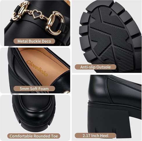 Platform Loafers for Women Womens Loafers Chunky Heel Loafer Heels Business Casual Comfortable Dressy Slip Ons Work Office Women Shoes in Kuwait
