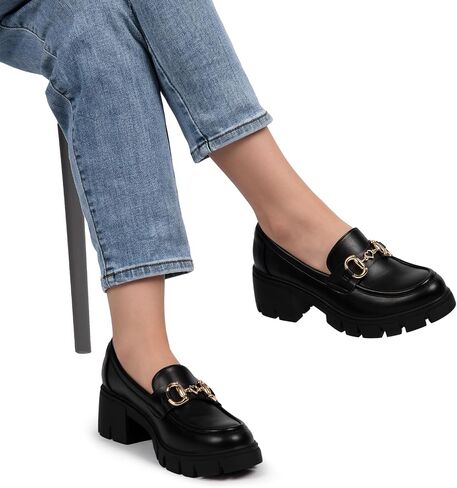Platform Loafers for Women Womens Loafers Chunky Heel Loafer Heels Business Casual Comfortable Dressy Slip Ons Work Office Women Shoes in Kuwait