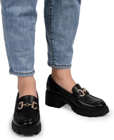 Platform Loafers for Women Womens Loafers Chunky Heel Loafer Heels Business Casual Comfortable Dressy Slip Ons Work Office Women Shoes in Kuwait