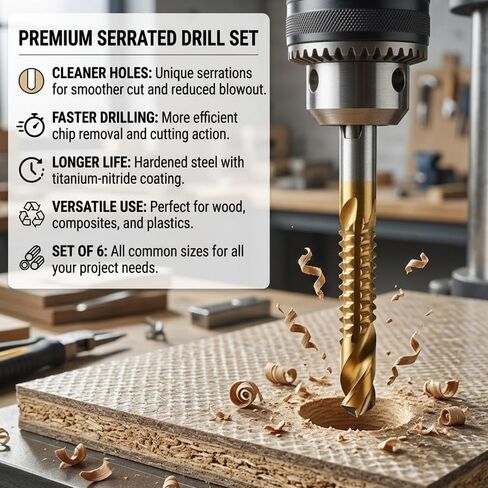 Sakerplus Drill Bit Set, Multi Material Spiral Drill Bits for Glass Metal Wood Plastic Tile, 135° Split Point, Titanium-Coated Spiral Flute, Fits Standard Drill Chuck (1pc) in Kuwait