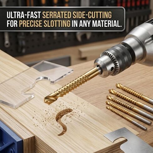 Sakerplus Drill Bit Set, Multi Material Spiral Drill Bits for Glass Metal Wood Plastic Tile, 135° Split Point, Titanium-Coated Spiral Flute, Fits Standard Drill Chuck (1pc) in Kuwait