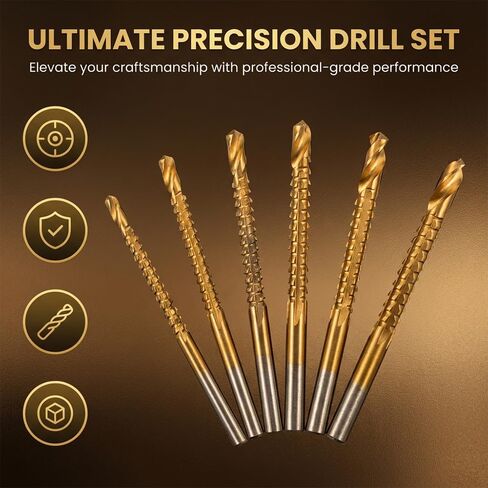 Sakerplus Drill Bit Set, Multi Material Spiral Drill Bits for Glass Metal Wood Plastic Tile, 135° Split Point, Titanium-Coated Spiral Flute, Fits Standard Drill Chuck (1pc) in Kuwait
