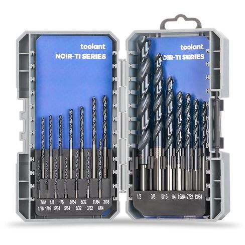 toolant Cobalt Drill Bit Set for Metal and Steel (Pro), Titanium Aluminum Nitride Coated (TiAlN) with Bullet Point Tip, for Hardened Metal, Stainless Steel, 21pcs 1/16"-1/2" in Kuwait