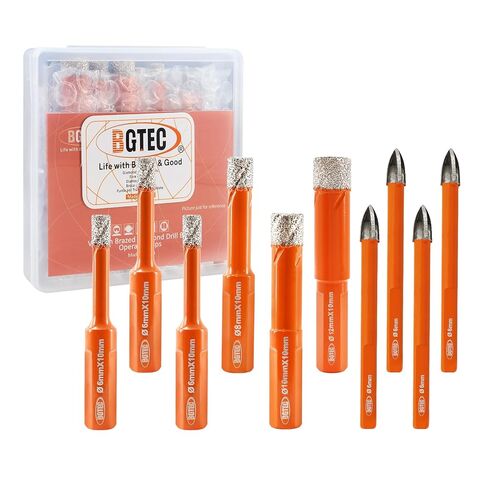 Dry Diamond Core Drill Bit, BGTEC 3Pcs 8mm 5/16" Vacuum Brazed Hole Saw with Triangle Shank for Porcelain Tile Ceramic Granite Marble Masonry in Saudi Arabia