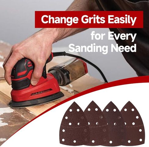 60 PCS Sander Replacement Pad Compatible with Skil, Detail Sander Sandpaper 60/80/120/240 Grits Mixed, Sanders Sandpaper with Hook and Loop Back, for Mouse Detail Sanders, 11-Hole Design in Kuwait