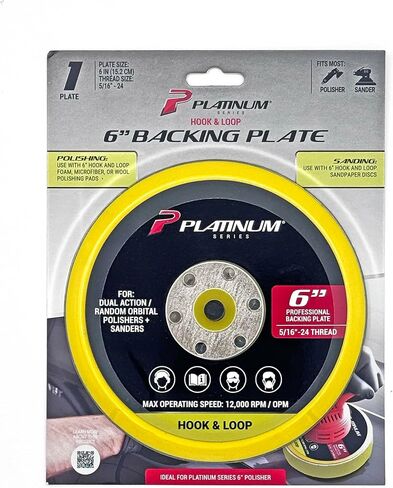 Platinum Series 6" Hook and Loop Backing Plate for Sander, Polisher, 5/16" Arbor with 24 Thread in Kuwait