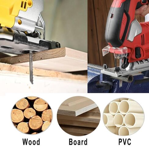 60Pcs Jigsaw Blades Set, Contractor Assorted T Shank Jig Saw Blades, Multi-Purpose HCS/HSS Blades for Cutting Wood/Plastic/PVC/Metal (T118A T118B T101AO T101D T101B T101BR T144D T244D T111D T111C) in Kuwait