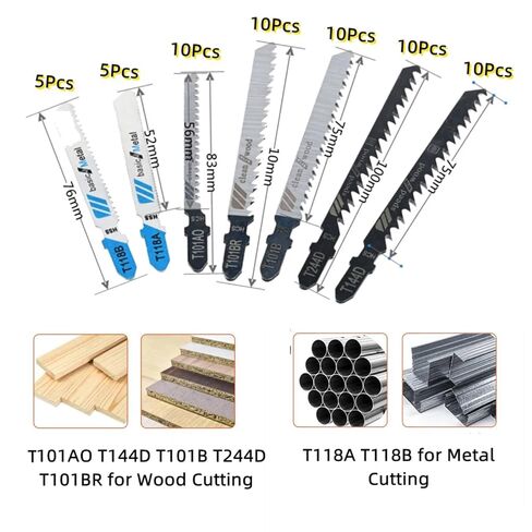 60Pcs Jigsaw Blades Set, Contractor Assorted T Shank Jig Saw Blades, Multi-Purpose HCS/HSS Blades for Cutting Wood/Plastic/PVC/Metal (T118A T118B T101AO T101D T101B T101BR T144D T244D T111D T111C) in Kuwait
