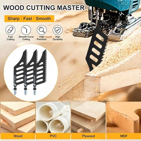 T142HB Jigsaw Blades 6-Pack, T-Shank Saw Blades for Detailed Woodworking, Carbon Steel Jig Saw Blades for Woodworker, Carpenter, DIYer in Kuwait