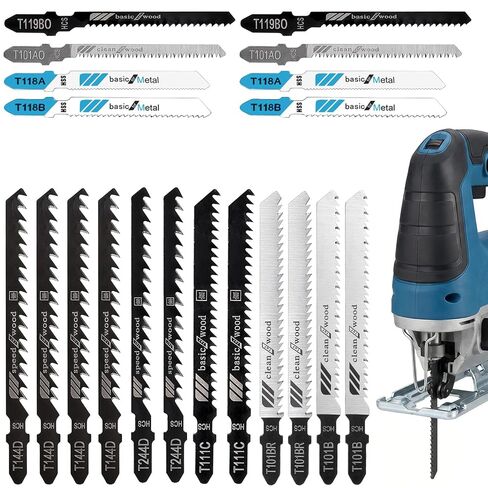 20 Pcs Jigsaw Blades Jig Saw Blades Set Wood Assorted T Shank Jigsaw Blade Multi-Purpose Jig Saw Blade Replacement Set for Wood, Metal and Plastic Cutting in Kuwait