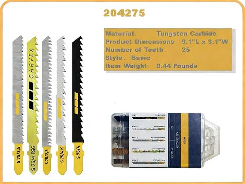 204275 Multicolour Jigsaw Blade, 25-piece HCS High Carbon Steel, T-Shank 75mm, for Wood & Soft Plastics Precision Cutting Replacement for Festool 204275 in Kuwait