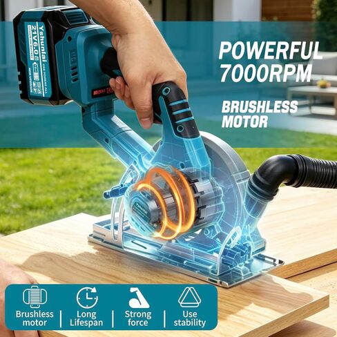 6" Cordless Circular Saw,7000RPM Power Handle Circle Saw with 2 x 6.0Ah Battery & 3 Blades,Brushless Sierra Circular Inalambrica,Cutting Depth 2-1/4"(90°),1-7/16" (45°),Cut Off Tool for Wood Metal PVC in Kuwait