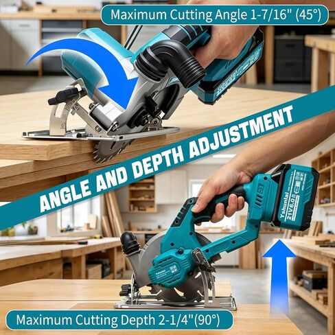 6" Cordless Circular Saw,7000RPM Power Handle Circle Saw with 2 x 6.0Ah Battery & 3 Blades,Brushless Sierra Circular Inalambrica,Cutting Depth 2-1/4"(90°),1-7/16" (45°),Cut Off Tool for Wood Metal PVC in Kuwait