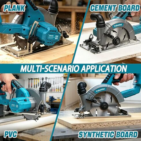 6" Cordless Circular Saw,7000RPM Power Handle Circle Saw with 2 x 6.0Ah Battery & 3 Blades,Brushless Sierra Circular Inalambrica,Cutting Depth 2-1/4"(90°),1-7/16" (45°),Cut Off Tool for Wood Metal PVC in Kuwait