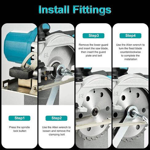 6 Inch Cordless Mini Circular Saw Brushless Motor | 2 Batteries & Charger, 3 Saw Blades Included (5", 5-1/2", 6"), Compact Saw for Wood, Plastic & Metal Cutting in Kuwait