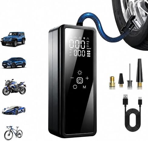 Tire Inflator Portable Air Compressor, 150PSI Digital CordlessTire Inflator with Auto Shut-Off, LED Light & Window Breaker, for Car SUV Motorcycle Bicycle Balls (Classic) in Kuwait