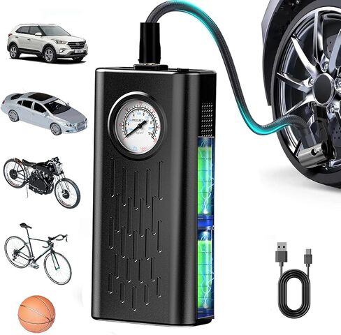 Tire Inflator Portable Air Compressor, Portable Air Compressor with Digital Pressure Gauge, 3X Faster Inflation Cordless Air Pump for Car, Bike, Motorcycle, Ball (Not for Truck) in Kuwait