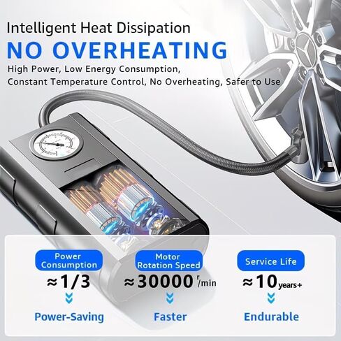 Tire Inflator Portable Air Compressor, Portable Air Compressor with Digital Pressure Gauge, 3X Faster Inflation Cordless Air Pump for Car, Bike, Motorcycle, Ball (Not for Truck) in Kuwait