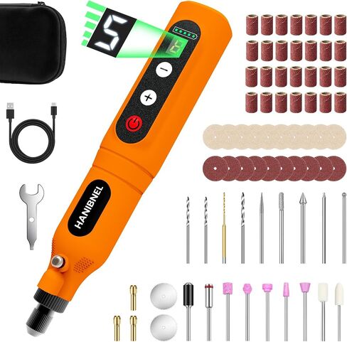 Mini Cordless Rotary Tool Kit with Digital Display - 5 Speed 18000RPM, 71-Piece Accessories Type-C Rechargeable Mini Rotary Tool for 3D Printing Crafts, DIY, Jewelry Making, Woodworking in Kuwait