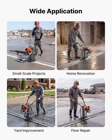VEVOR Concrete Power Screed Gas-Powered Leveling Tool 12 ft Aluminum Board, 1.16HP Engine, 4 Stroke Vibrating Screed, Handle Height Adjustable, Support Legs for Patio, Driveway, Floor Finishing in Kuwait
