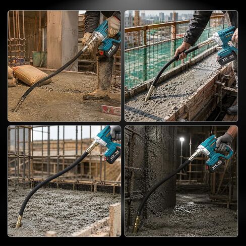 Handheld Concrete Vibrator with Battery and Charger Included, 600W Cordless Concrete Vibrating Tool with 3.8FT Shaft, 6000RPM Portable Rechargeable Concrete Vibrator in Kuwait