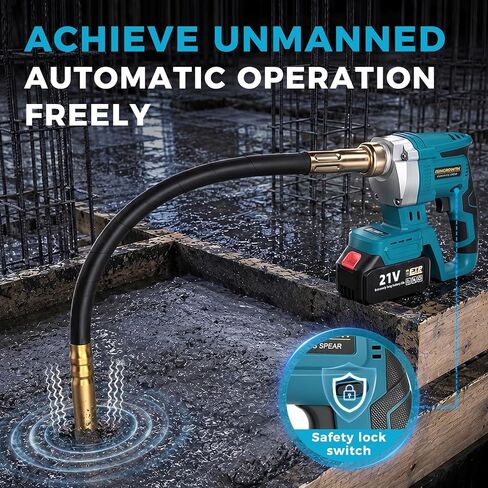 Handheld Concrete Vibrator with Battery and Charger Included, 600W Cordless Concrete Vibrating Tool with 3.8FT Shaft, 6000RPM Portable Rechargeable Concrete Vibrator in Kuwait