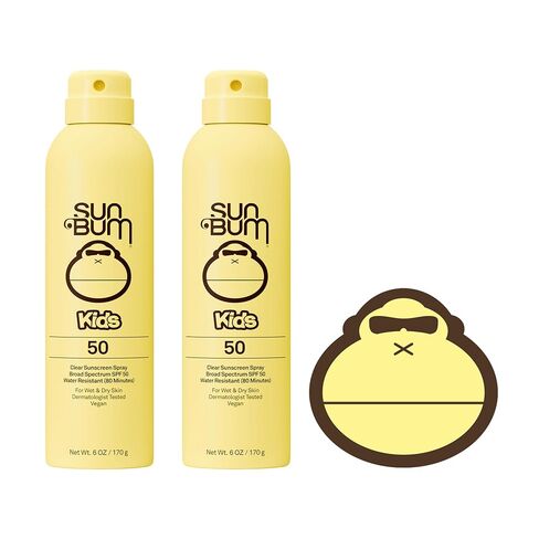 Sun Bum Kids SPF 50 Clear Sunscreen Spray | Wet or Dry Application | Hawaii 104 Reef Act Compliant (Octinoxate & Oxybenzone Free) Broad Spectrum UVA/UVB Sunscreen | 6 oz (Pack of 2) in Kuwait