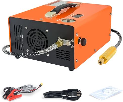 PCP Air Compressor with Auto-Stop, Portable 4500Psi High Pressure Pump, Built-in Transformer, Oil-Free PCP Pump for Airgun Paintball Tank, 110V AC/12V DC in Kuwait