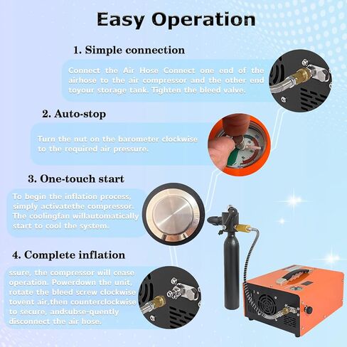 PCP Air Compressor with Auto-Stop, Portable 4500Psi High Pressure Pump, Built-in Transformer, Oil-Free PCP Pump for Airgun Paintball Tank, 110V AC/12V DC in Kuwait