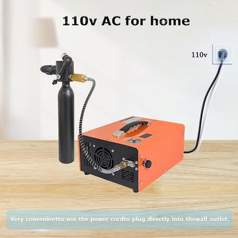 PCP Air Compressor with Auto-Stop, Portable 4500Psi High Pressure Pump, Built-in Transformer, Oil-Free PCP Pump for Airgun Paintball Tank, 110V AC/12V DC in Kuwait