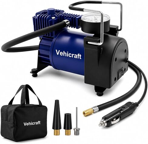 Tire Inflator Portable Air Compressor Up to 150 PSI,12V Portable Air Compressor Pump with Portable Bag, Metal Air Pump for Balls, Bicycle, Motorcycle, Car, Air Bed,Red in Kuwait