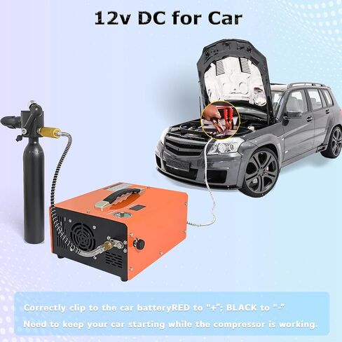 PCP Air Compressor with Auto-Stop, Portable 4500Psi High Pressure Pump, Built-in Transformer, Oil-Free PCP Pump for Airgun Paintball Tank, 110V AC/12V DC in Kuwait