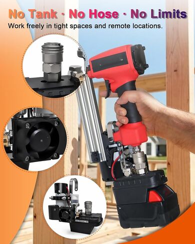Cordless Portable Air Compressor Pump for Pneumatic Nail Guns, Tank-Free Mini Air Compressor Fit for Miwoqi 18V Batteries (Battery&Nail Gun Not Included), Mobile Air Supply for Trim & Woodworking in Kuwait