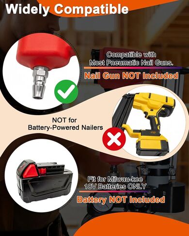 Cordless Portable Air Compressor Pump for Pneumatic Nail Guns, Tank-Free Mini Air Compressor Fit for Miwoqi 18V Batteries (Battery&Nail Gun Not Included), Mobile Air Supply for Trim & Woodworking in Kuwait