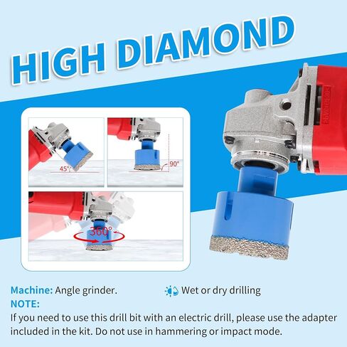 Diamond Hole Saw Drill Bits Set,Diamond Core Drill Bits Set | 5/8-11 Thread 6/8/10/12/16/20/25/35/55/68mm for Tile Porcelain, Marble, Granite, Stone Triangle Shank with Storage Case 10pcs in Kuwait
