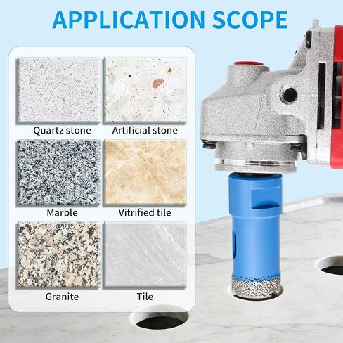 Diamond Hole Saw Drill Bits Set,Diamond Core Drill Bits Set | 5/8-11 Thread 6/8/10/12/16/20/25/35/55/68mm for Tile Porcelain, Marble, Granite, Stone Triangle Shank with Storage Case 10pcs in Kuwait