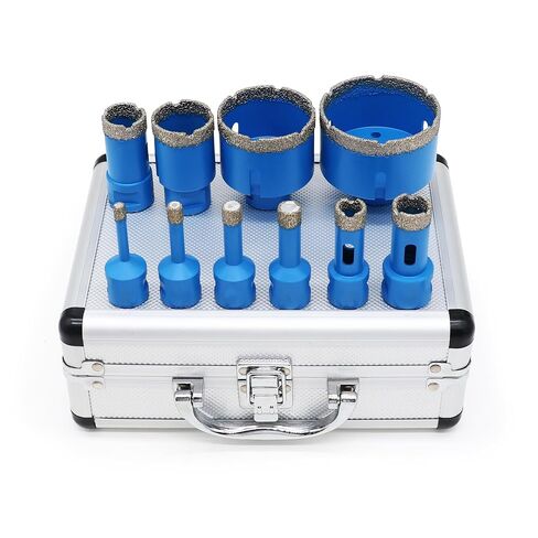 Diamond Hole Saw Drill Bits Set,Diamond Core Drill Bits Set | 5/8-11 Thread 6/8/10/12/16/20/25/35/55/68mm for Tile Porcelain, Marble, Granite, Stone Triangle Shank with Storage Case 10pcs in Kuwait