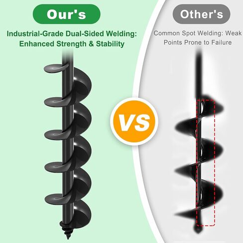 SELEWARE Auger Drill Bit for Planting 4x32 Garden Auger for 3/8" Hex Drive | Full Welded Steel Plant Auger, Bulb Planter Tool, Black Auger Post Hole Digger for Bulbs, Flowers, Fence Posts in Kuwait
